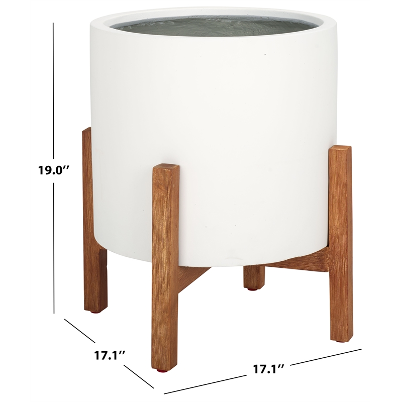 Safavieh Loflen Concrete Ficonstone Planter  in White