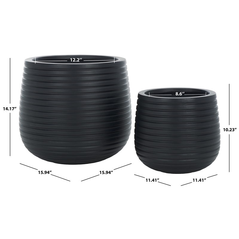 Safavieh Jasper Ficonstone Pot Set of 2 in Black
