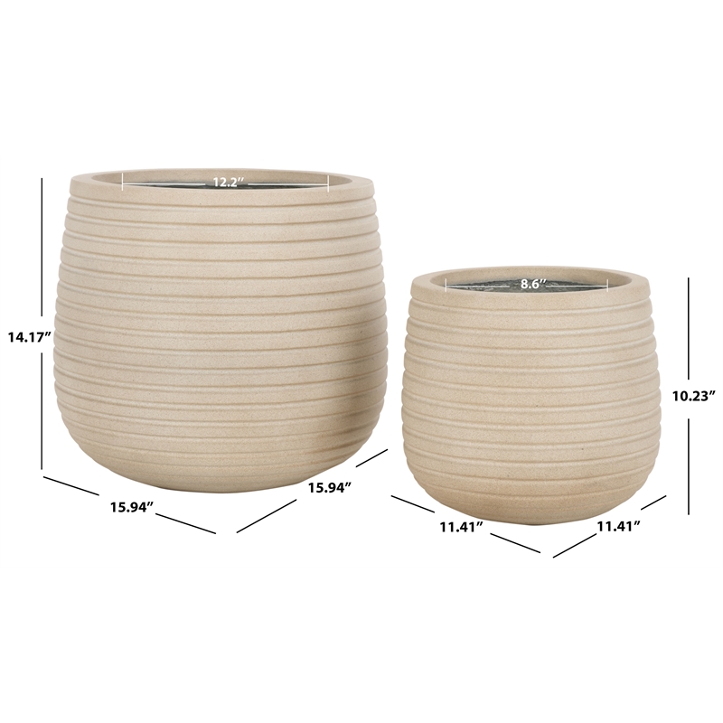 Safavieh Jasper Ficonstone Pot Set of 2 in Beige