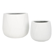 Safavieh Kane Planter Ficonstone Pot Set of 2 in White