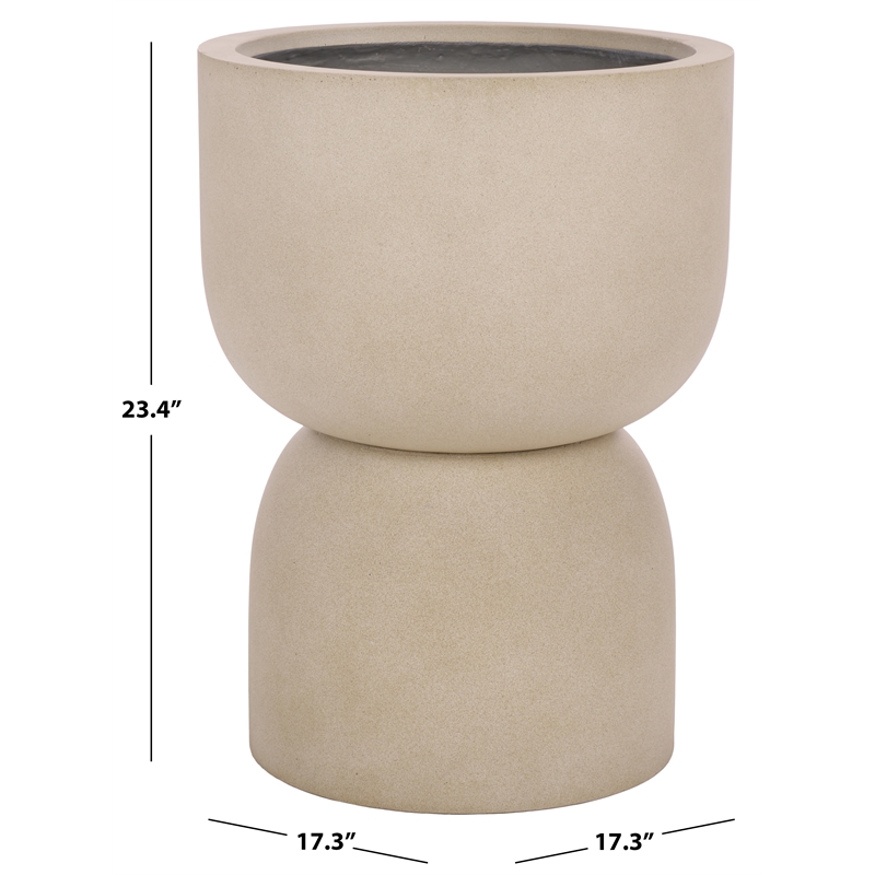 Safavieh Ricco Pedestal Ficonstone Planter  in Beige