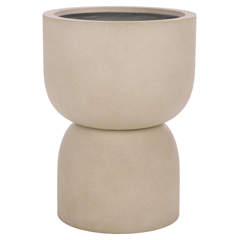 Safavieh Ricco Pedestal Ficonstone Planter  in Beige