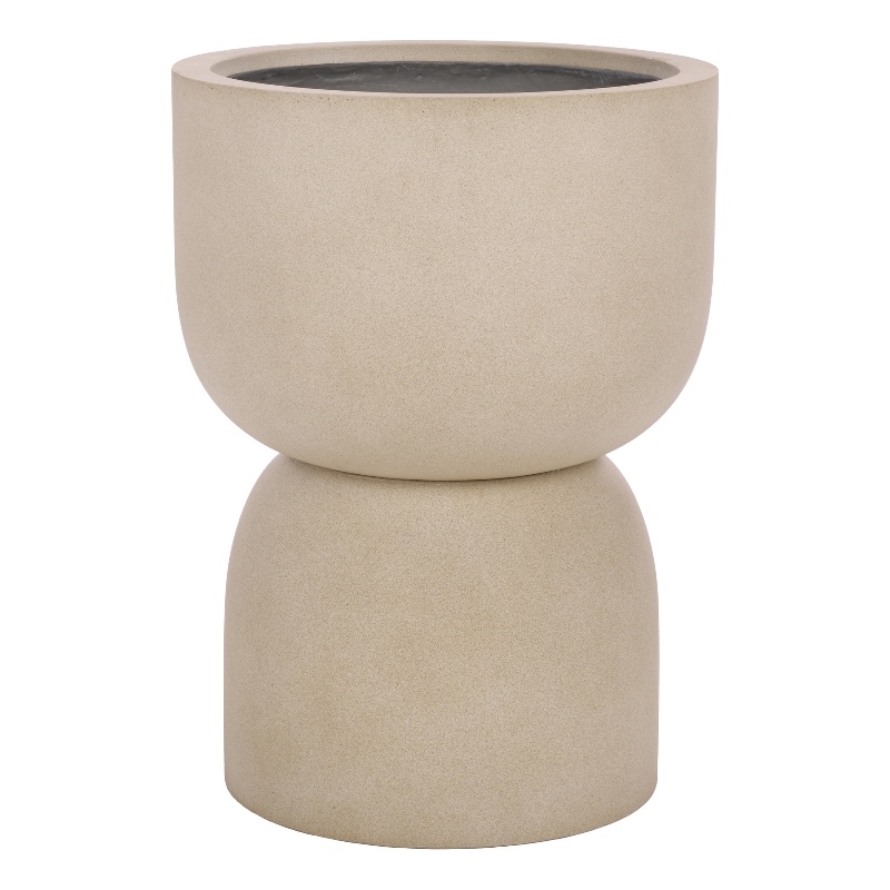 Safavieh Ricco Pedestal Ficonstone Planter  in Beige