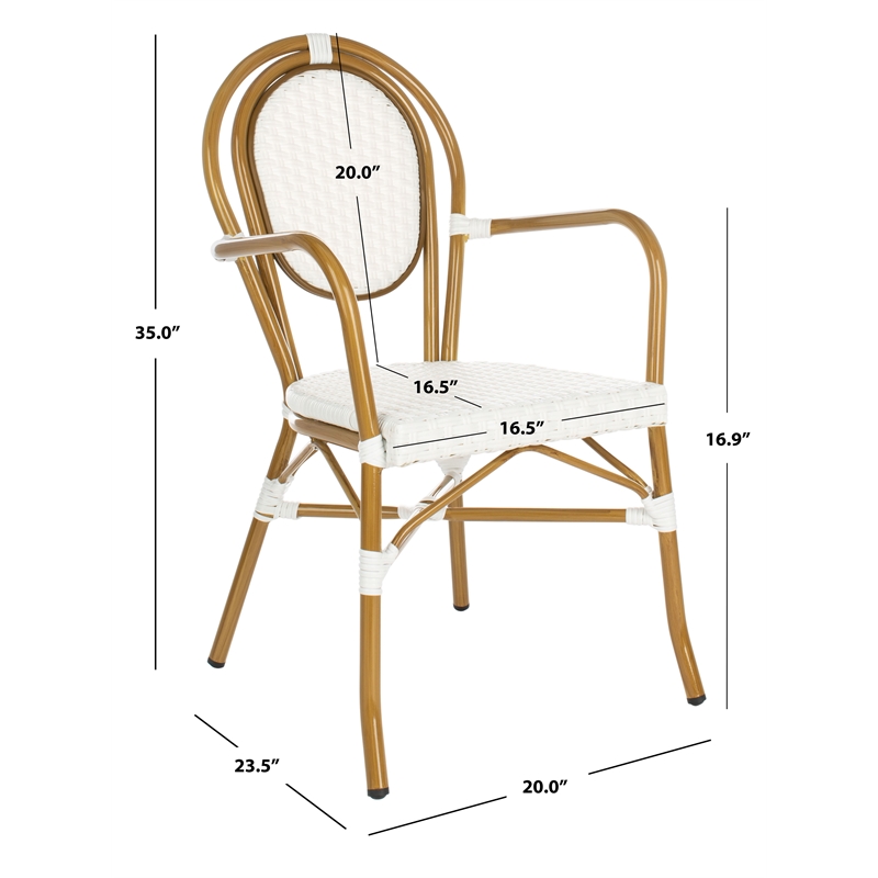 Safavieh Rosen Aluminum Arm Chair in White