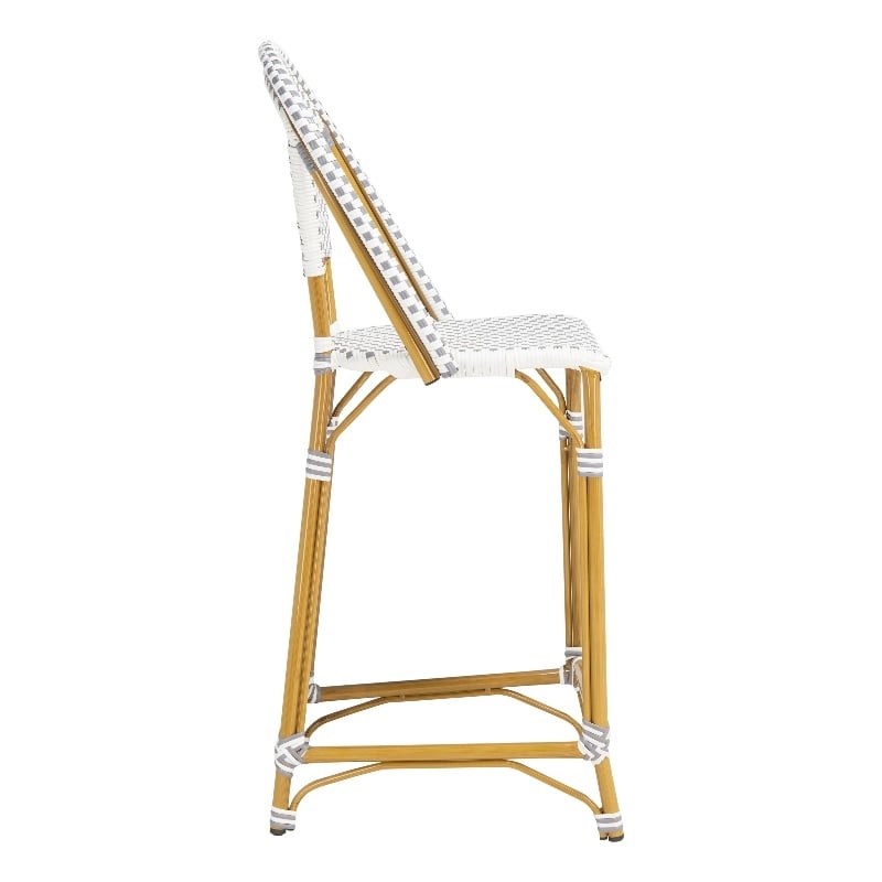 Safavieh Zaid Aluminum  Barstool in Gray / White