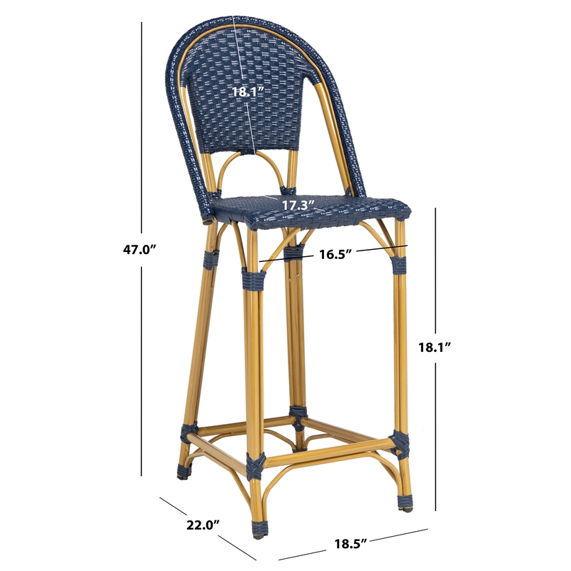Safavieh Zaid Aluminum Barstool in Navy
