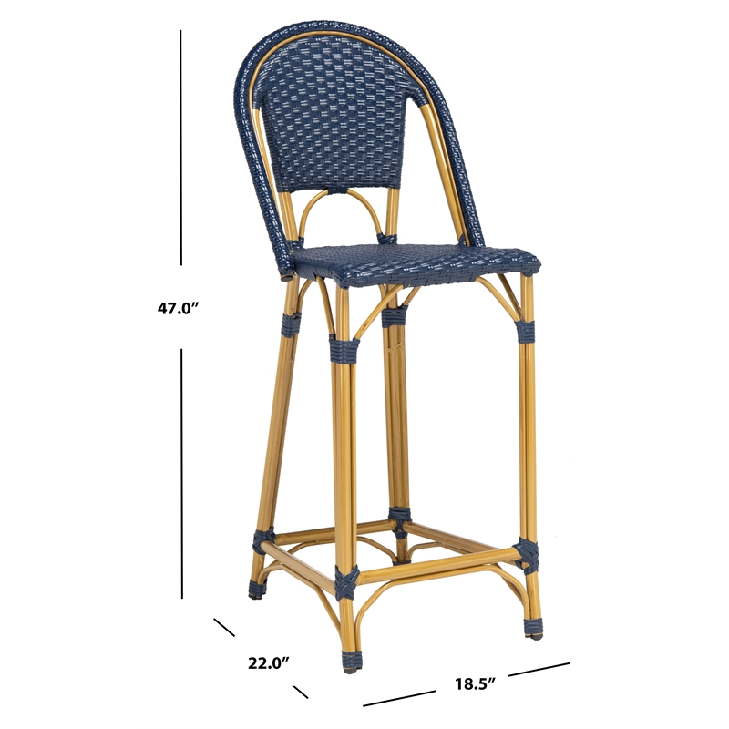 Safavieh Zaid Aluminum Barstool in Navy