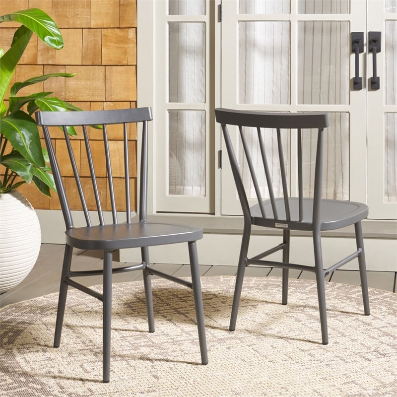 Safavieh Core Aluminum Spindle Chair Set of 2  in Gray