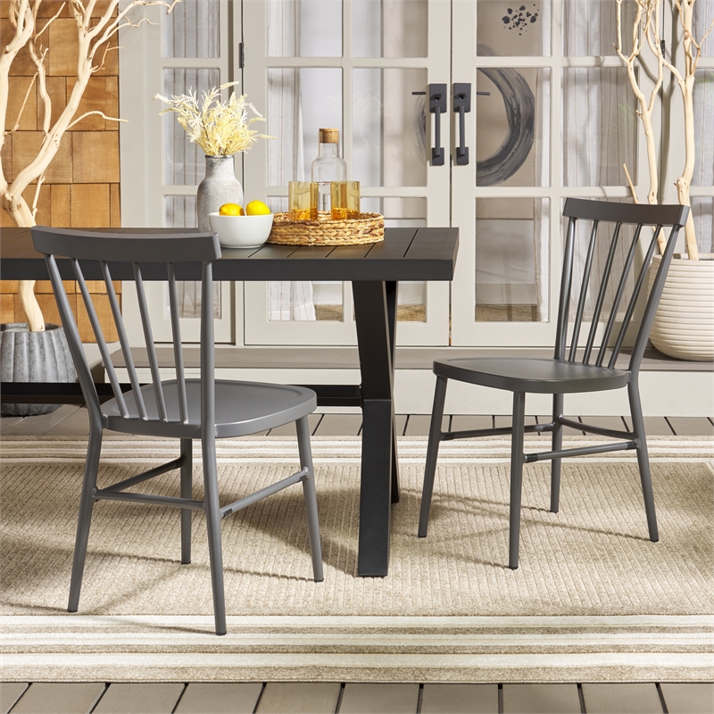 Safavieh Core Aluminum Spindle Chair Set of 2  in Gray