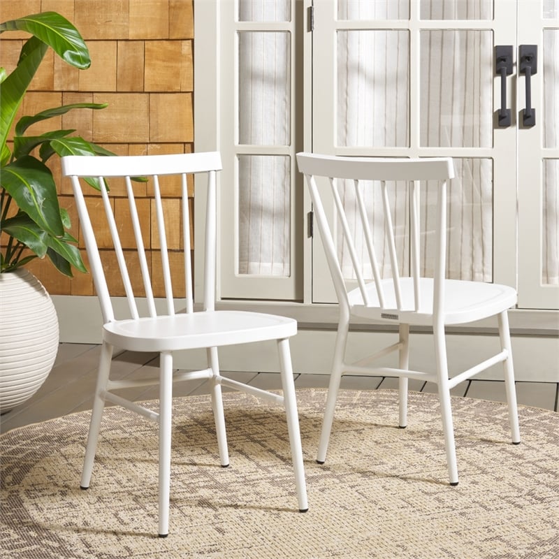 Safavieh Core Aluminum Spindle Chair Set of 2 in White