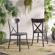Safavieh Core Cross Aluminum Back Chair Set of 2 in Gray