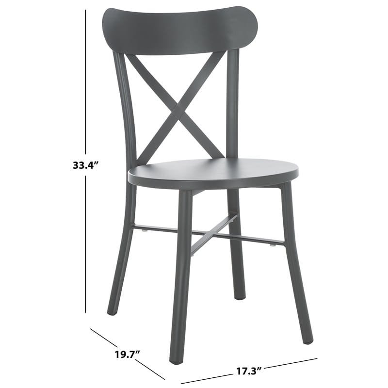 Safavieh Core Cross Aluminum Back Chair Set of 2 in Gray