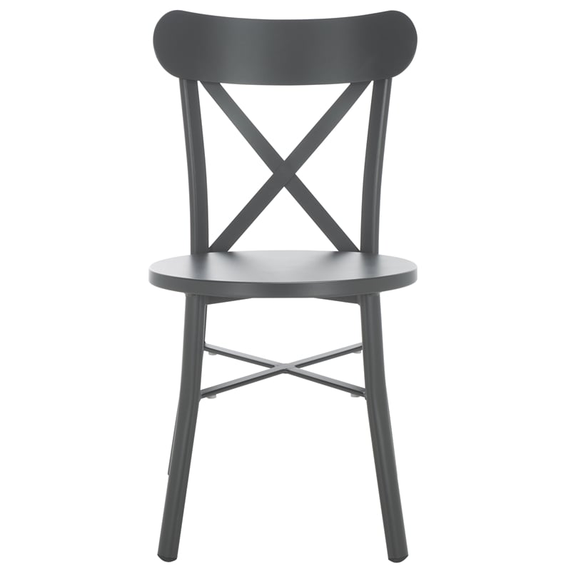 Safavieh Core Cross Aluminum Back Chair Set of 2 in Gray