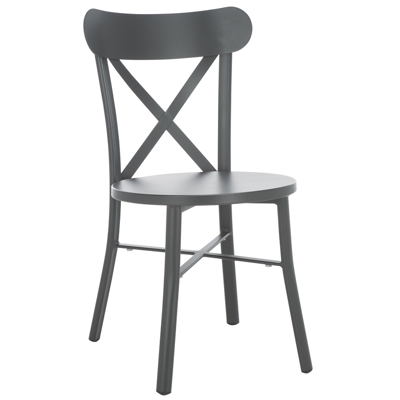 Safavieh Core Cross Aluminum Back Chair Set of 2 in Gray