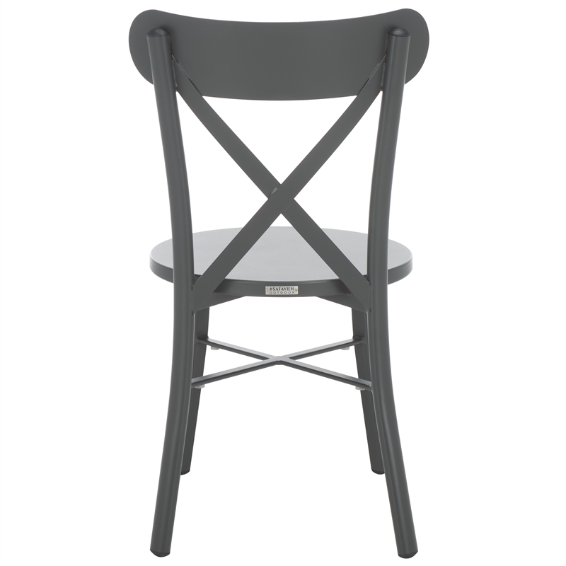 Safavieh Core Cross Aluminum Back Chair Set of 2 in Gray