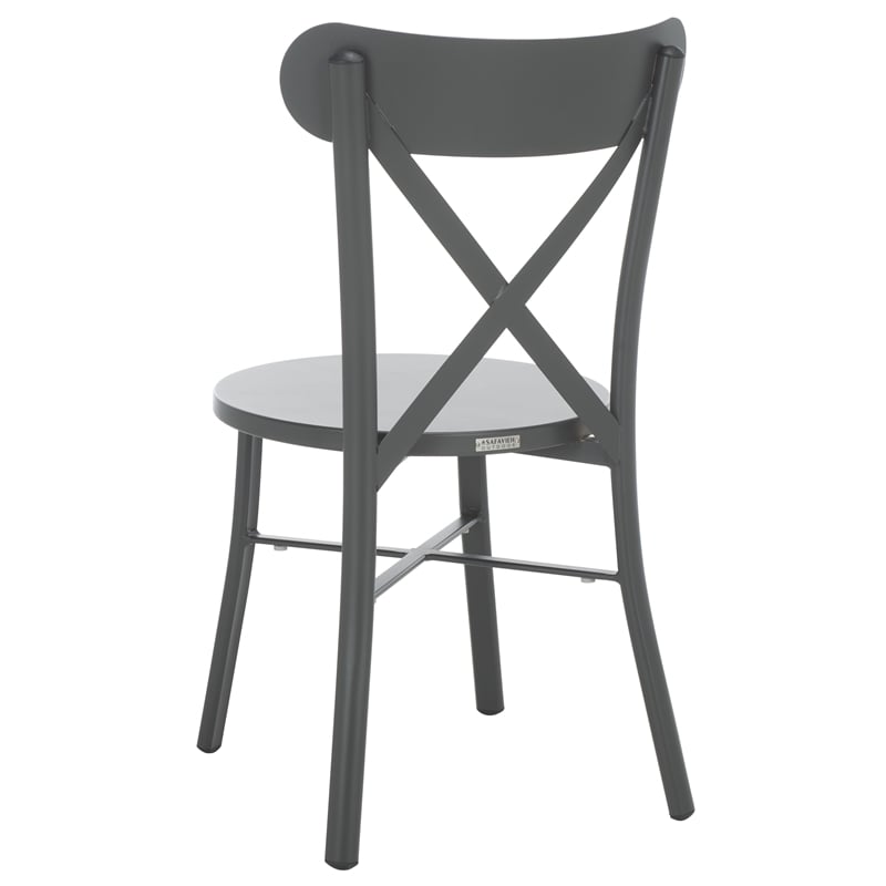 Safavieh Core Cross Aluminum Back Chair Set of 2 in Gray