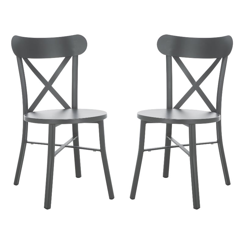Safavieh Core Cross Aluminum Back Chair Set of 2 in Gray