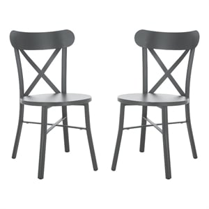 Safavieh Core Cross Aluminum Back Chair Set of 2 in Gray