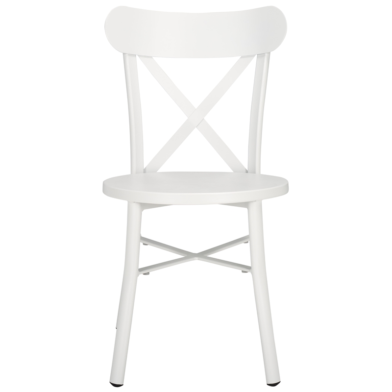 Safavieh Core Cross Aluminum Back Chair Set of 2 in White