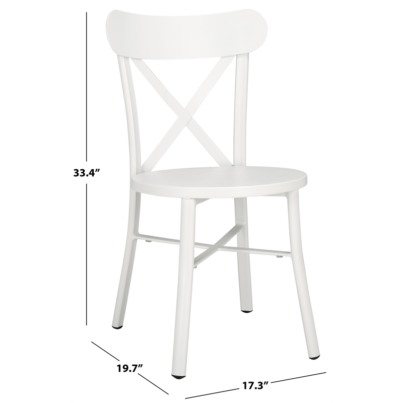Safavieh Core Cross Aluminum Back Chair Set of 2 in White