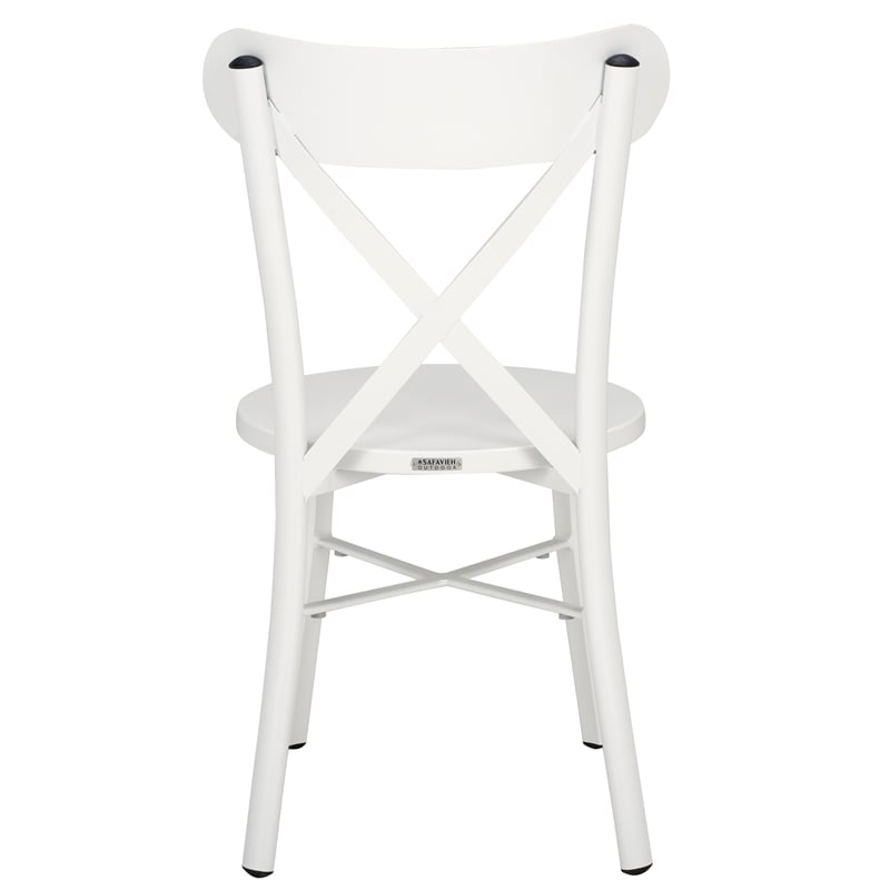 Safavieh Core Cross Aluminum Back Chair Set of 2 in White