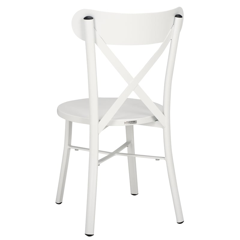 Safavieh Core Cross Aluminum Back Chair Set of 2 in White
