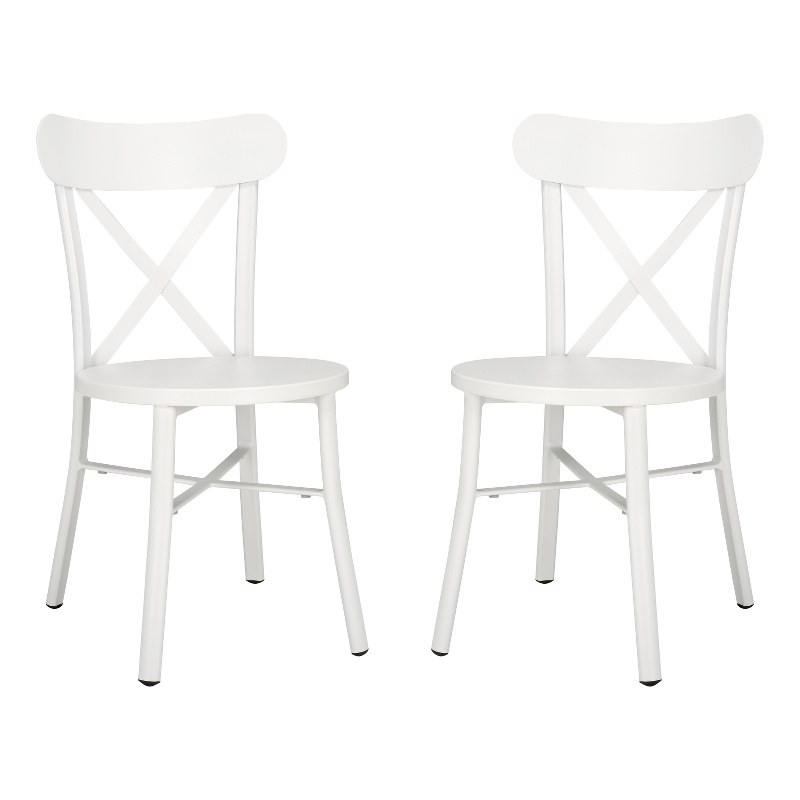 Safavieh Core Cross Aluminum Back Chair Set of 2 in White