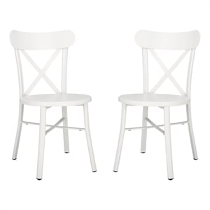 Safavieh Core Cross Aluminum Back Chair Set of 2 in White