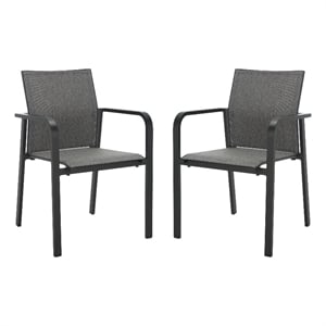 Safavieh Dexter Aluminum Armchair Set of 2 in Black