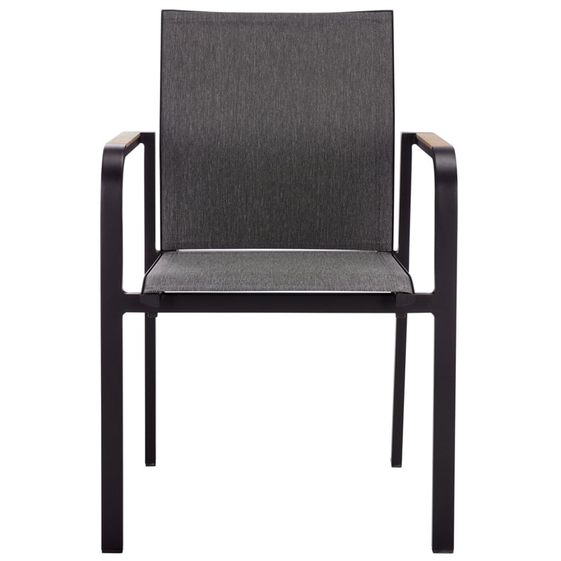 Safavieh Dexter Aluminum Armchair w/ Teak Set of 2 in Black