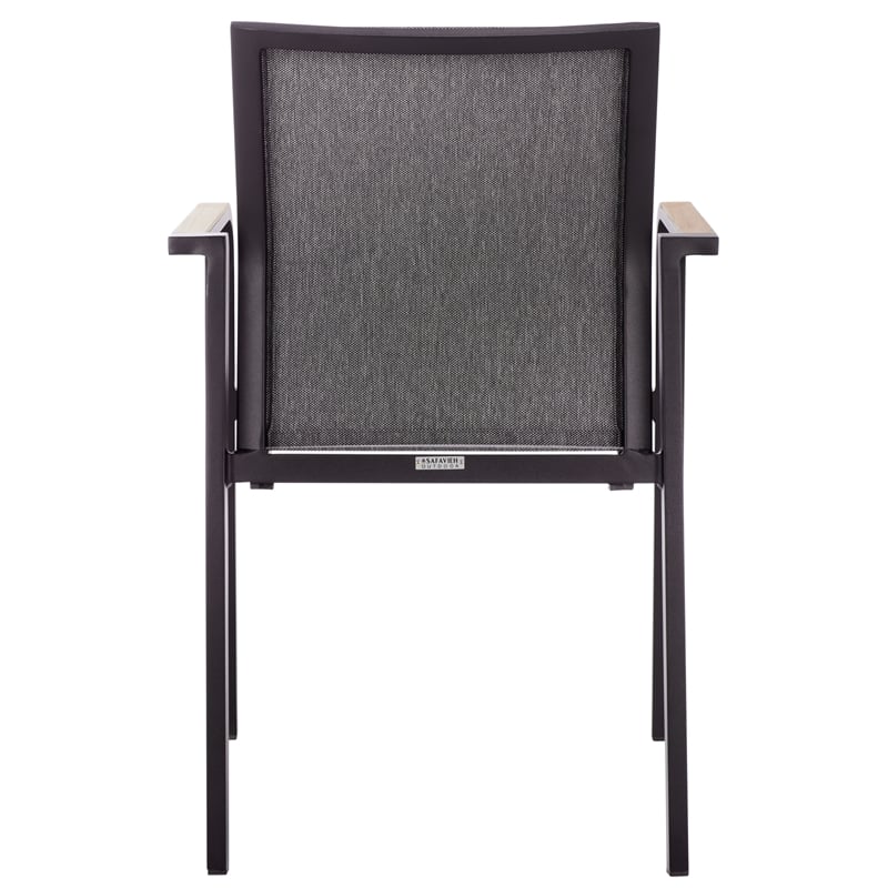Safavieh Dexter Aluminum Armchair w/ Teak Set of 2 in Black