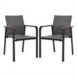 Safavieh Dexter Aluminum Armchair w/ Teak Set of 2 in Black