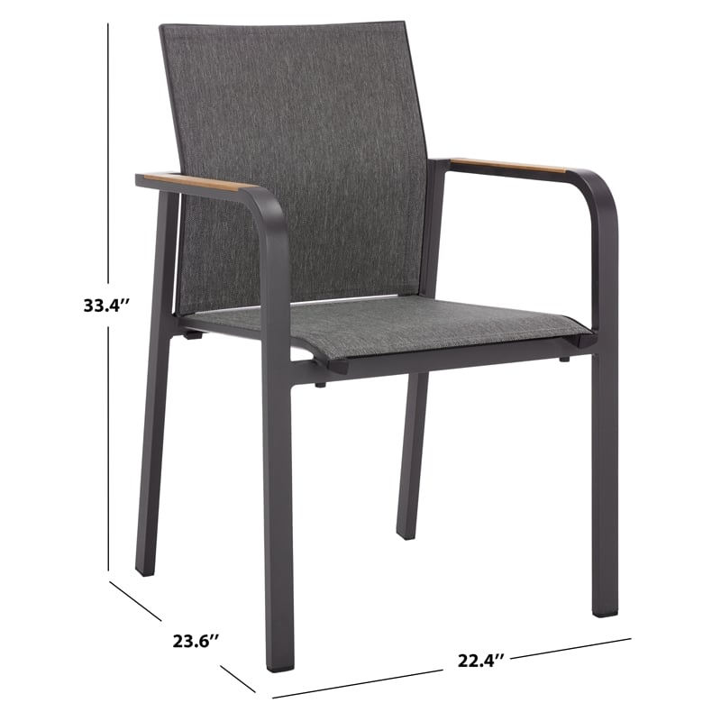 Safavieh Dexter Aluminum Armchair w/ Teak Set of 2  in Gray