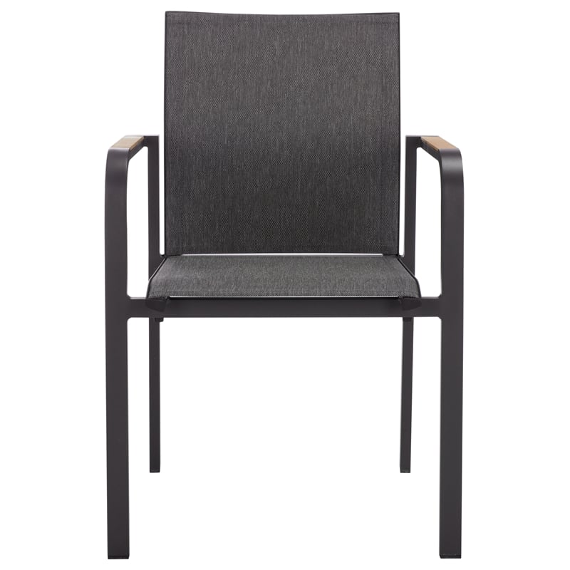 Safavieh Dexter Aluminum Armchair w/ Teak Set of 2  in Gray