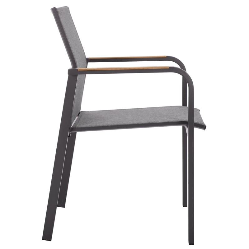 Safavieh Dexter Aluminum Armchair w/ Teak Set of 2  in Gray