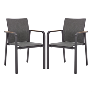 Safavieh Dexter Aluminum Armchair w/ Teak Set of 2  in Gray