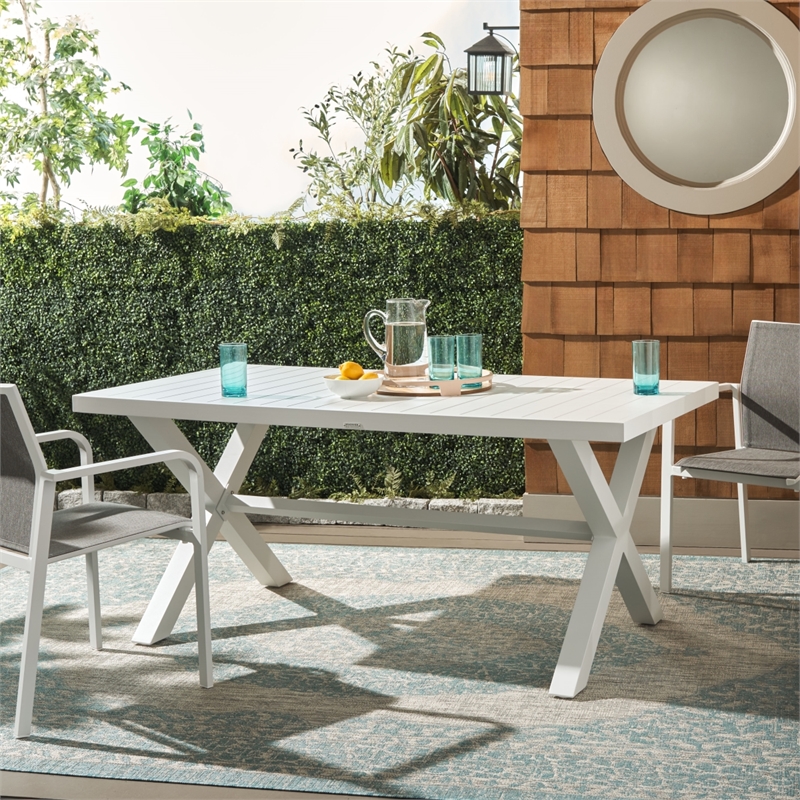 Safavieh Core Aluminum Dining Table in White