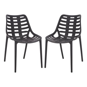 Safavieh Fufa Plastic Dining Chair Set of 2 in Black