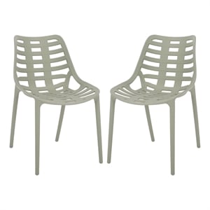 Safavieh Fufa Plastic Dining Chair Set of 2  in Green