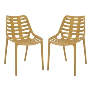 Safavieh Fufa Plastic Dining Chair Set of 2  in Yellow