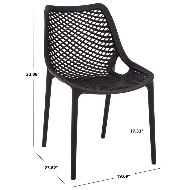 Safavieh Leila Plastic Dining Chair Set of 2 in Black