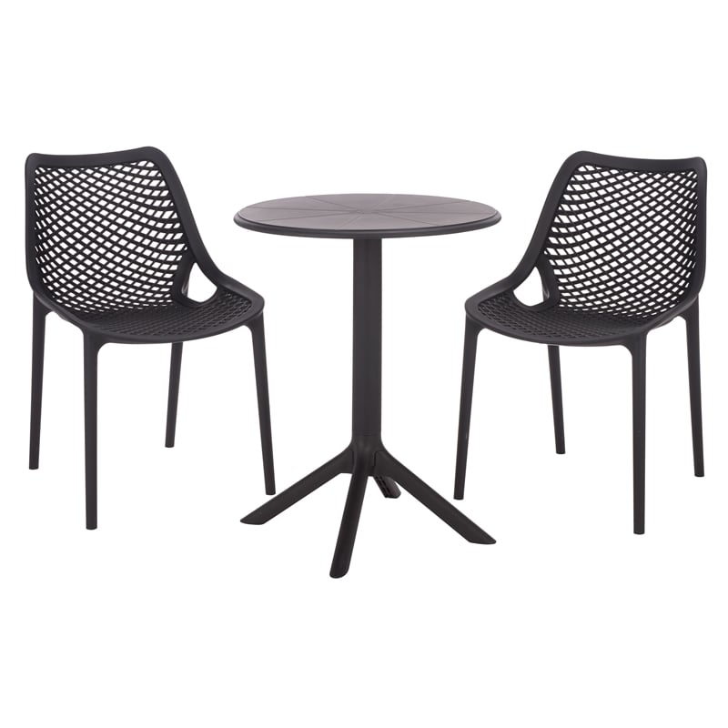 Safavieh Leila Plastic Dining Chair Set of 2 in Black