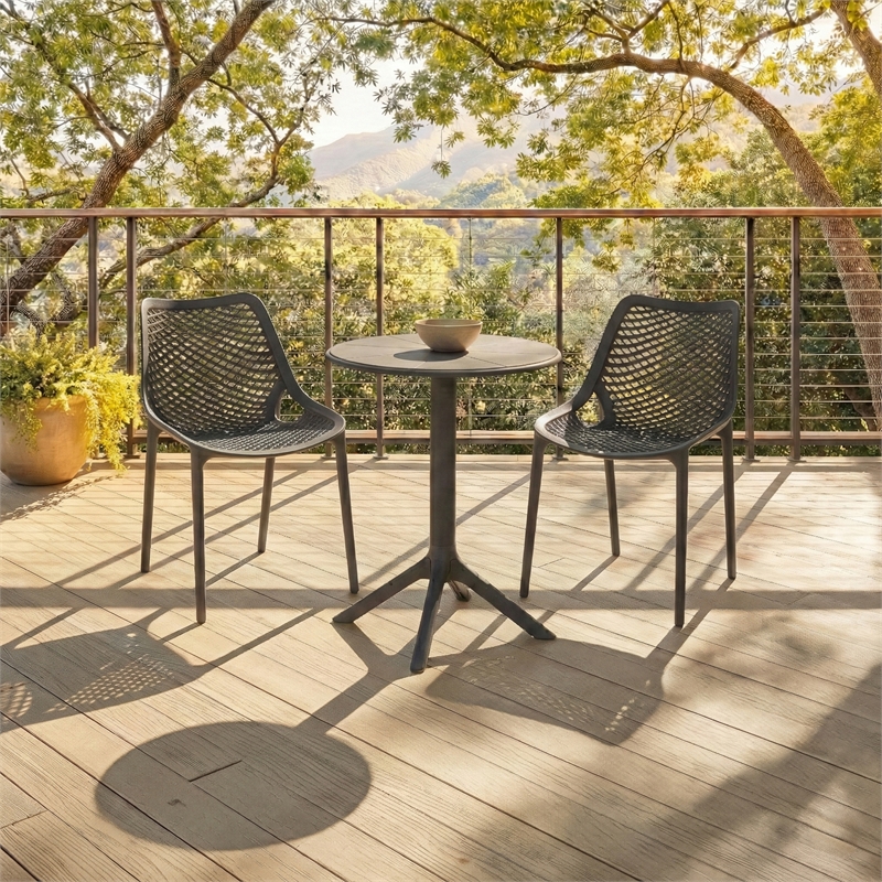 Safavieh Leila Plastic Dining Chair Set of 2 in Black