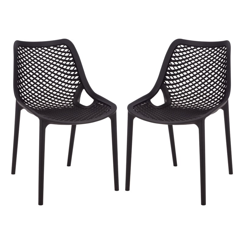 Safavieh Leila Plastic Dining Chair Set of 2 in Black