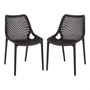 Safavieh Leila Plastic Dining Chair Set of 2 in Black