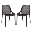 Safavieh Leila Plastic Dining Chair Set of 2 in Black