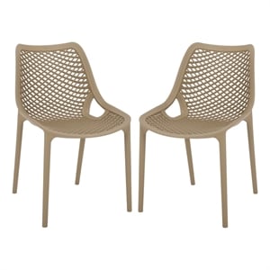 Safavieh Leila Plastic Dining Chair Set of 2  in Beige