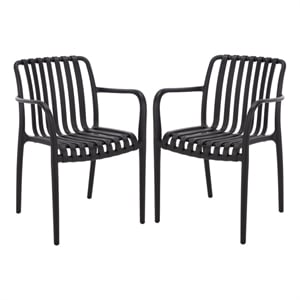 Safavieh Holly Plastic Dining Armchair Set of 2 in Black