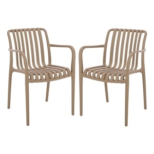 Safavieh Holly Plastic Dining Armchair Set of 2  in Beige