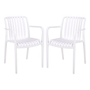 Safavieh Holly Plastic Dining Armchair Set of 2 in White